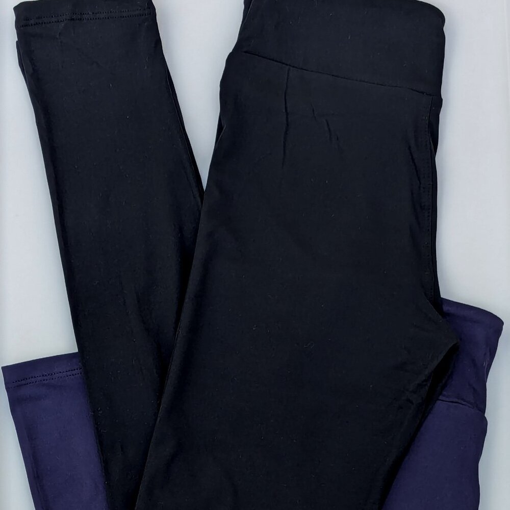 COPY - 2pk Bundle OS LuLaRoe One Size Leggings 1x Solid Black + 1x Solid Navy B…